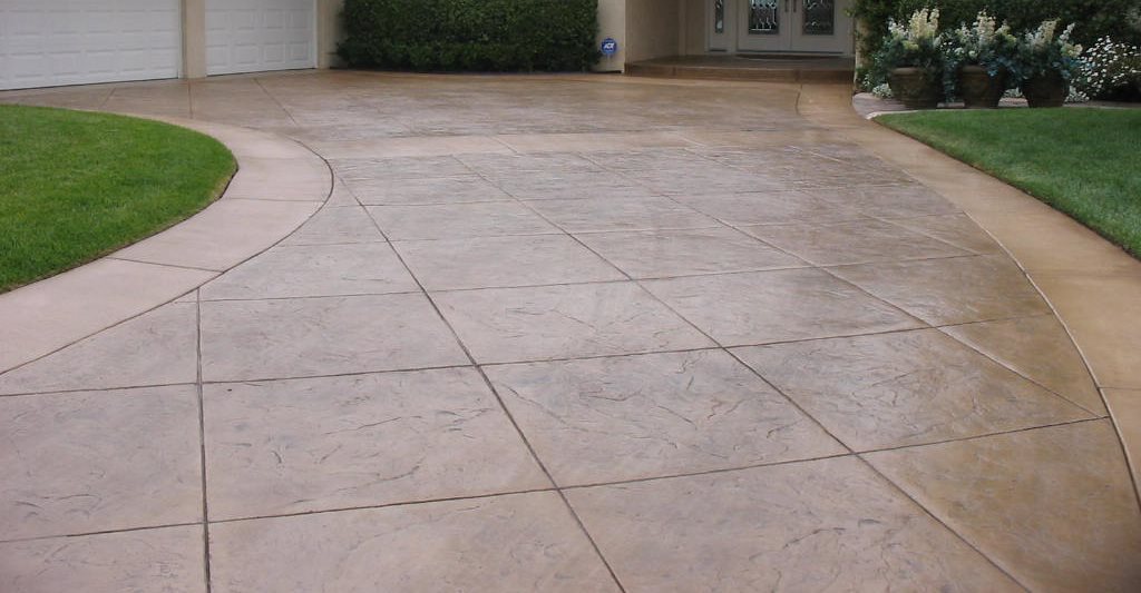 Stamped and dyed concrete driveway