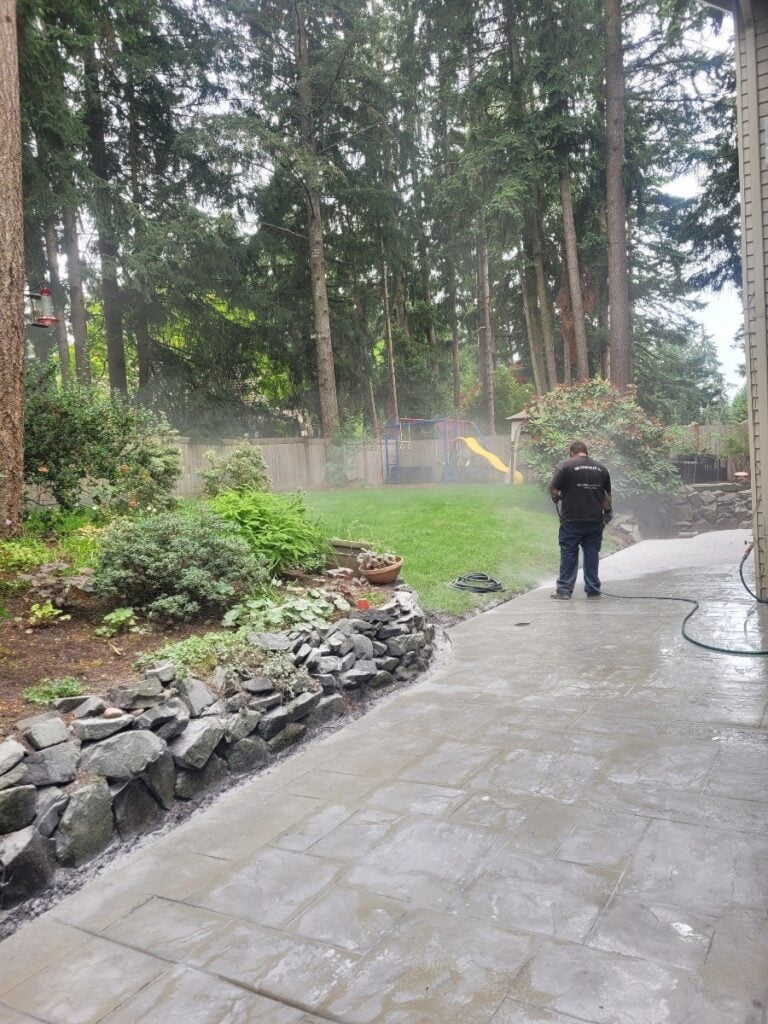 Cleaning step before sealing the patio