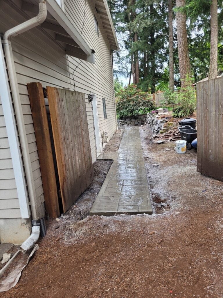 Stamped Concrete pathway along side of house
