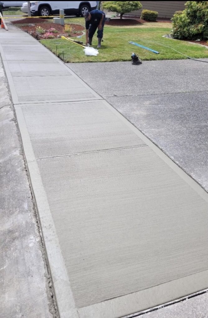 Brushed concrete sidewalk
