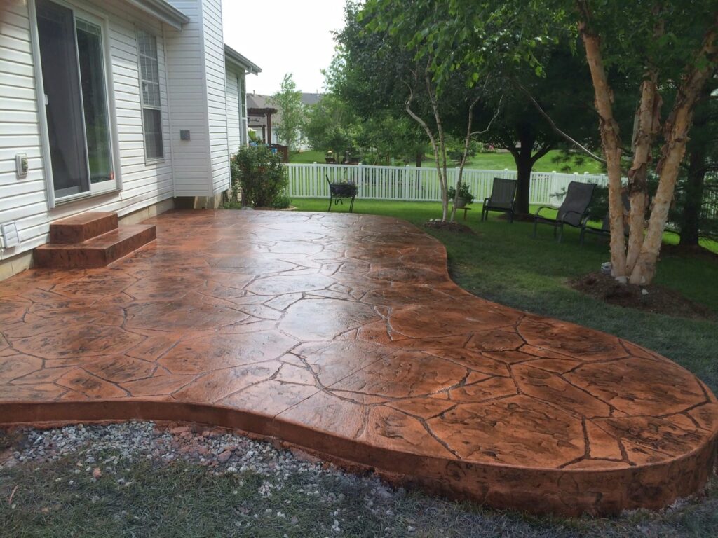 Stamped and dyed concrete patio in fife